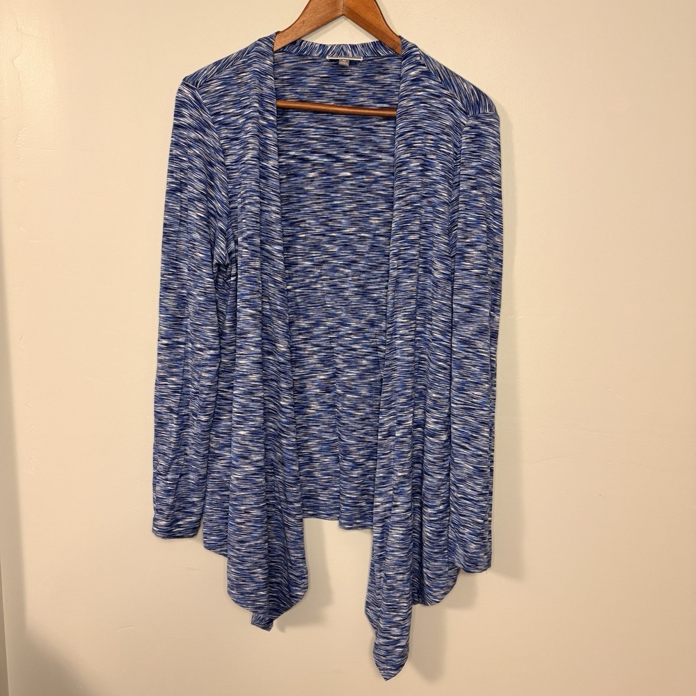 JM Collection Women's Sweater Cardigan Size M Blue Open Front Long